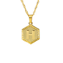Load image into Gallery viewer, HEXAGON LETTER NECKLACE
