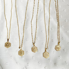 Load image into Gallery viewer, HEXAGON LETTER NECKLACE